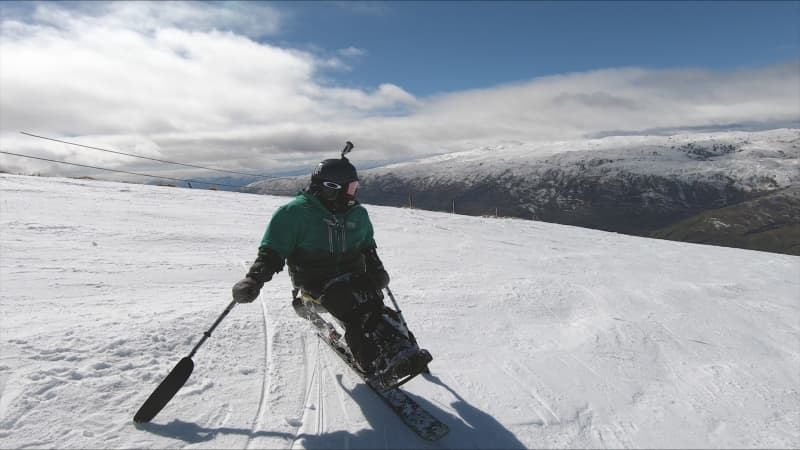 Bailley Unahi, who is paralysed from the waist down says the sport of sit0skiing is physically demanding.