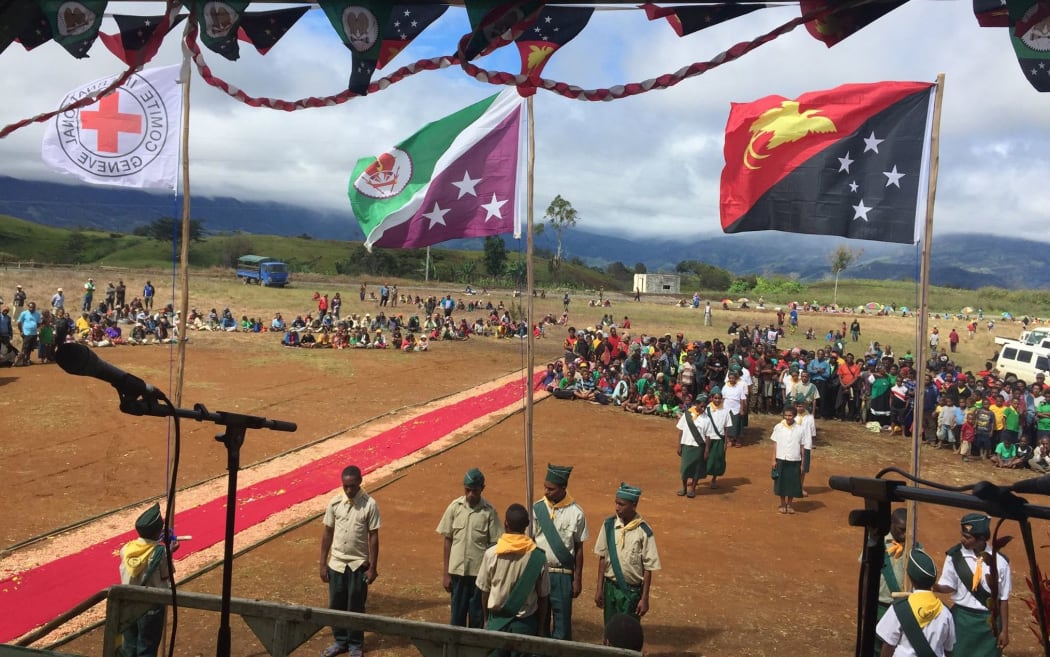 Flag Raising ceremony before the signing of the Tribal Rules of Fight.