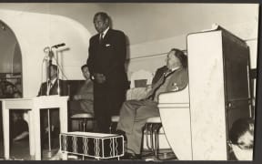 Paul Robeson speaking at the Addington railway workshops in October 1960