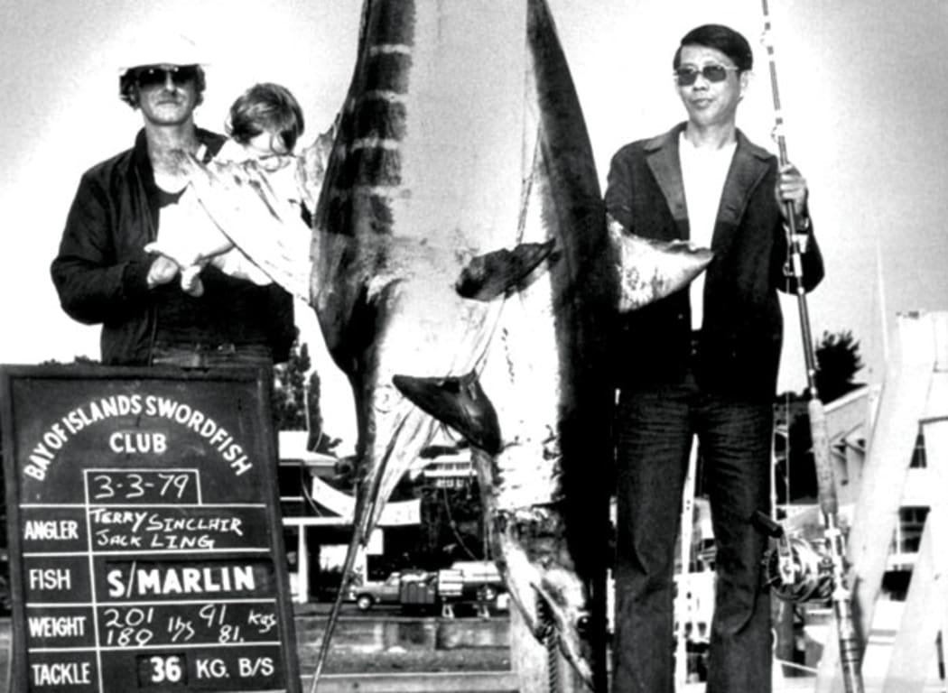 Mr Asia drugs boss Terry Clark (left) in the Bay of Islands, 1979