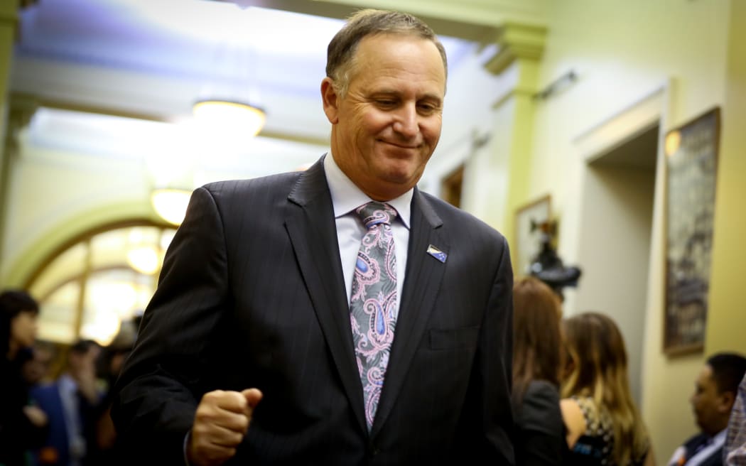 John Key during caucus run 1.03.16