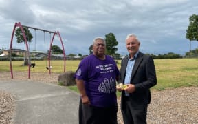 Auckland councillor Alf Filipaina and Auckland Mayor Phil Goff.