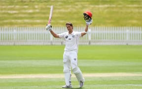 Canterbury player Rhys Mariu scores a century during the Plunket Shield round 2 match Central v Canterbury. Saxton Oval, Nelson, New Zealand. Wednesday 20 November 2024. ©Copyright Photo: Chris Symes / www.photosport.nz