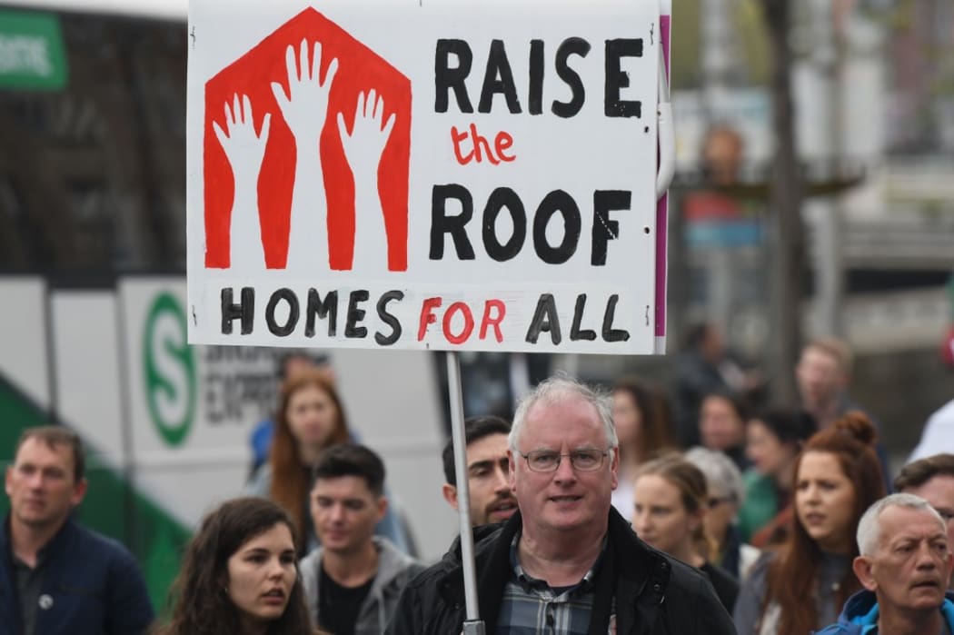 Thousands of demonstrators gathered in Dublin city centre to stage a protest against the housing crisis 'Raise the Roof'.