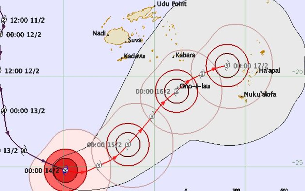 Forecast track for Cyclone Winston.