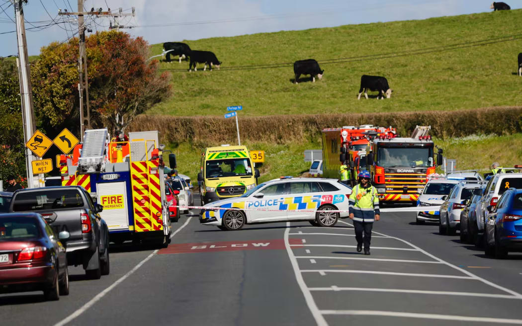 Police, firefighters and an ambulance responded to a 'well-involved' house fire in Tidal Rd, Māngere.
