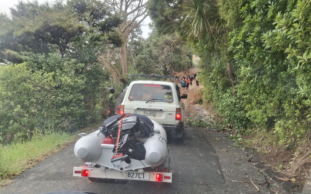 Campers trapped at Puriri Bay campsite in Whangaruru were able to return home on Monday afternoon after diggers cleared the slips blocking the road.