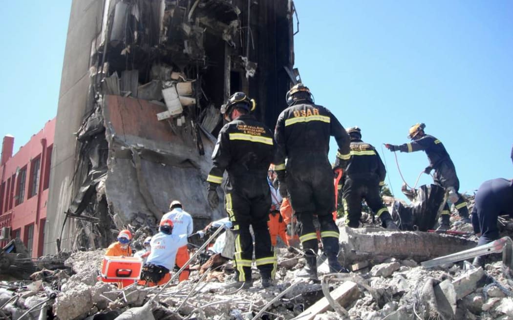 Rescue services at work on the Canterbury Television (CTV) building.