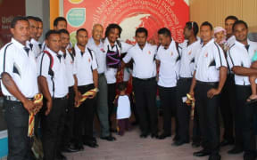 The PNG Barramundi's team at Jacksons International Airport in Port Moresby before departing for Europe.