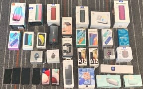 Items recovered after electronics store robbed in Pukekohe. three men arrested.