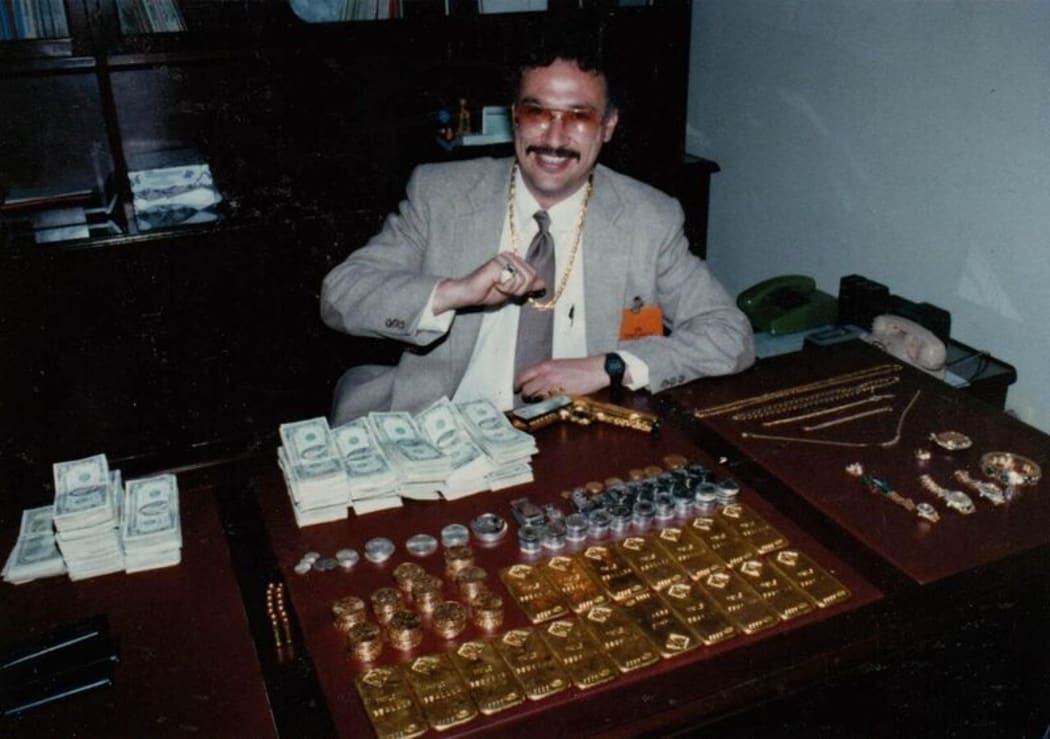 Javier Pena with some of Pablo Escobar's loot