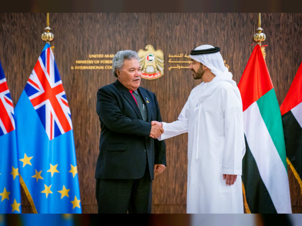 Enele Sopoaga meets Sheikh Abdullah bin Zayed al-Nahyan
