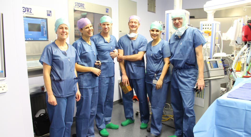 Some of the team that operated on conjoined twins Lydia and Maya.