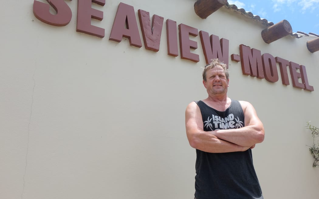 Owner of the Seaview Motel, Bryce Tonks, says New Plymouth has 11 kilometres of rock wall while Onaero wants just 600 metres.
