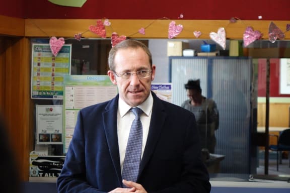 Andrew Little in South Dunedin.