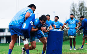 Manu Samoa players at training ahead of their Test match against Scotland in Auckland. 12 July 2025