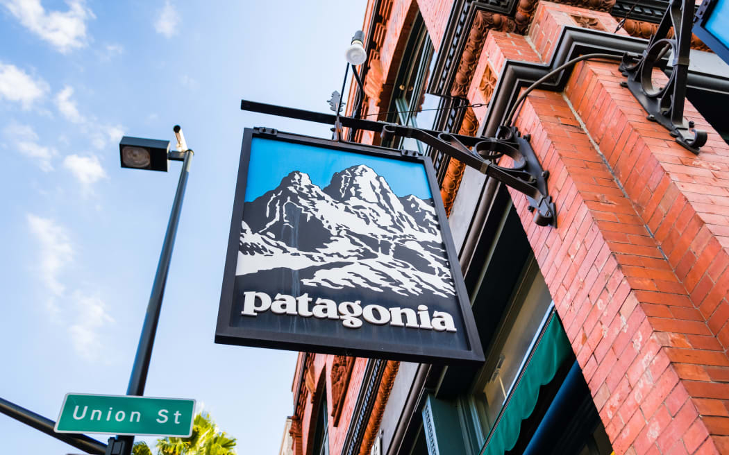 Patagonia sign in front of the store located in downtown Pasadena.