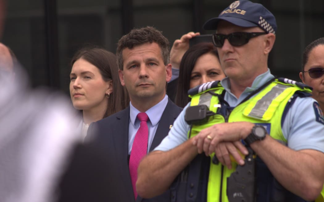 ACT leader David Seymour faced chants of 'Kill the bill, kill the bill' during his brief appearance outside the Beehive as Hīkoi mō Te Tiriti arrived at Parliament grounds.
