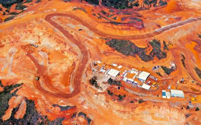 New Caledonia's Koniambo - KNS - mining site aerial view.