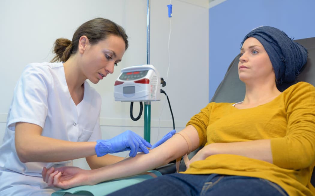 Woman having chemotherapy treatment