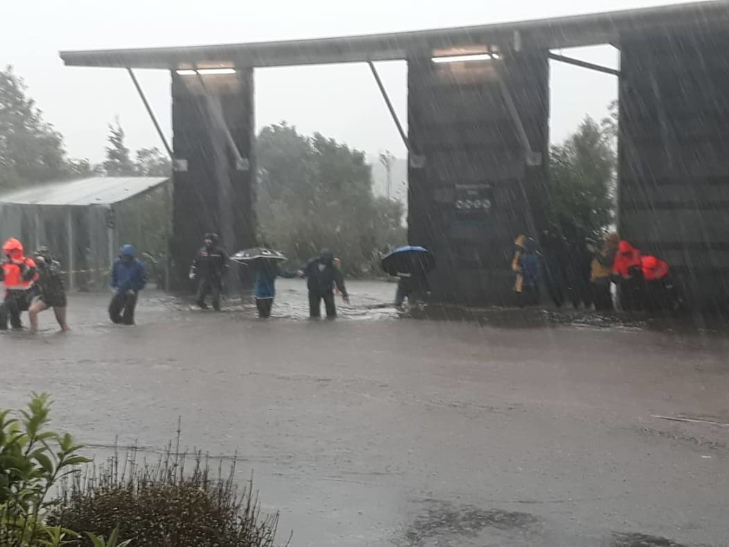 Flooding at the Milford Visitors' Terminal.