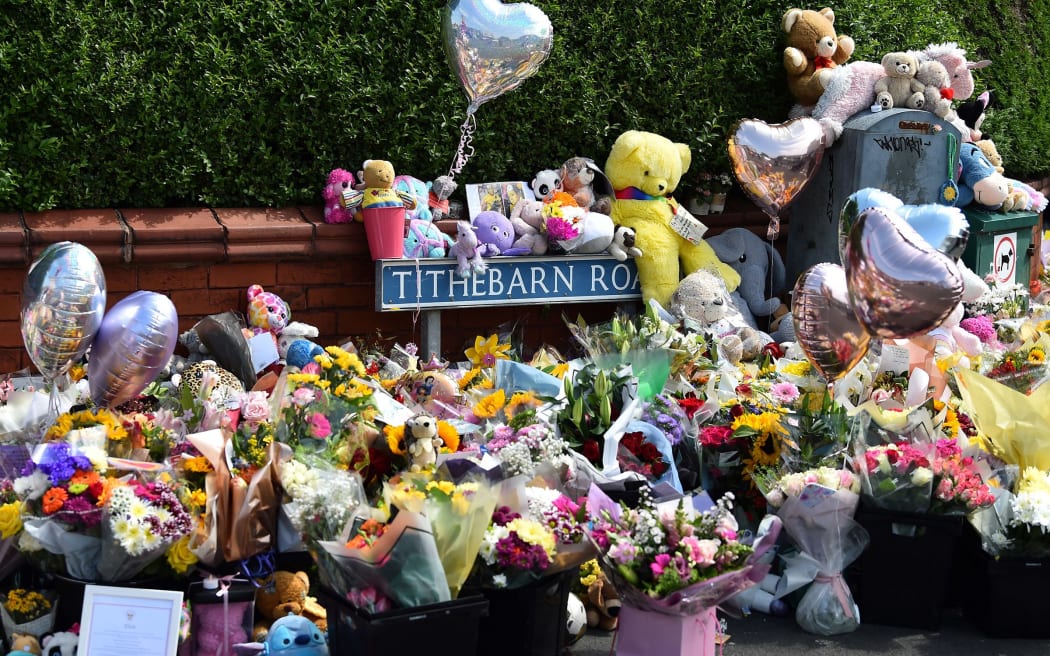 Floral tributes were left for the victims following the deadly knife attack in Southport, northwest England, on 29 July.