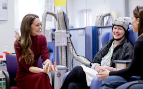 Britain's Catherine, Princess of Wales (L) talks with Katherine Field during a visit to the Royal Marsden Hospital in west London on January 14, 2025. (Photo by Chris Jackson / POOL / AFP)