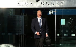 Mark Lundy leaving the High Court as the jury deliberate the verdict.