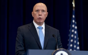Australian Minister of Defense Peter Dutton speaks at a news conference with Australian Foreign Minister Marise Payne, US Secretary of State Antony Blinken, and US Defense Secretary Lloyd Austinat the State Department in Washington, DC on September 16, 2021. (Photo by Andrew Harnik / POOL / AFP)