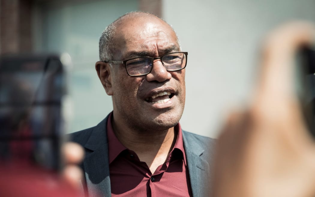 Alcide Ponga, President of the 18th government of New Caledonia, speaks to the media following his election by members of the government, in France's Pacific territory of New Caledonia in Noumea on 8 January 2025.