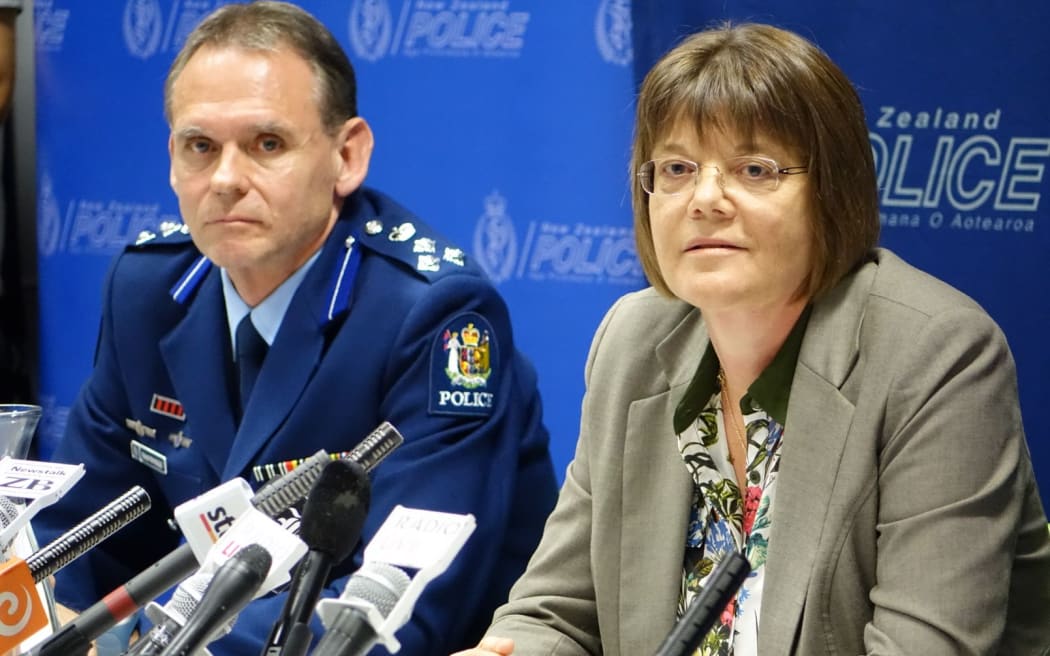 Acting Deputy Commissioner Grant Nicholls and Detective Inspector Karyn Malthus at a press conference on the so-called Roastbusters group.