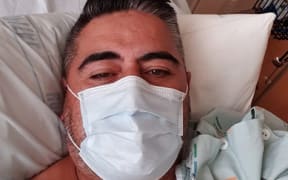 Geoff Muliaga Brown while in hospital with Covid-19.