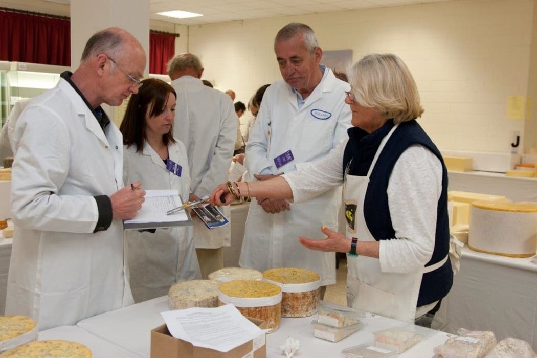 Juliet Harbutt, at right, judging at the British Cheese Awards in Somerset 2014.