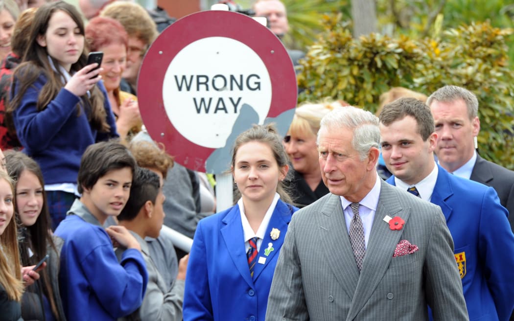 Prince Charles meets Tawa College students.