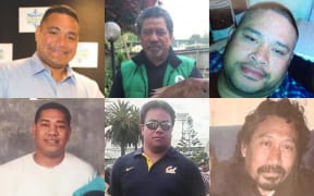 Six of the victims of the Kaipara capsizing, clockwise from top left, Tevita Natisolo Tangi, Fred Marsters, Fonua Amanu Taufa (Nua), Taulagi "Lagi" Afamasaga, Sunia Ungounga and Alipate Afeaki Manumua.