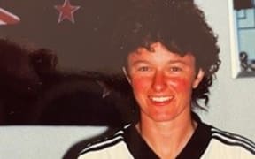 Kim Nye in her White Ferns kit prior to the match against China at the 1991 FIFA Women's World Cup where she scored her famous goal.