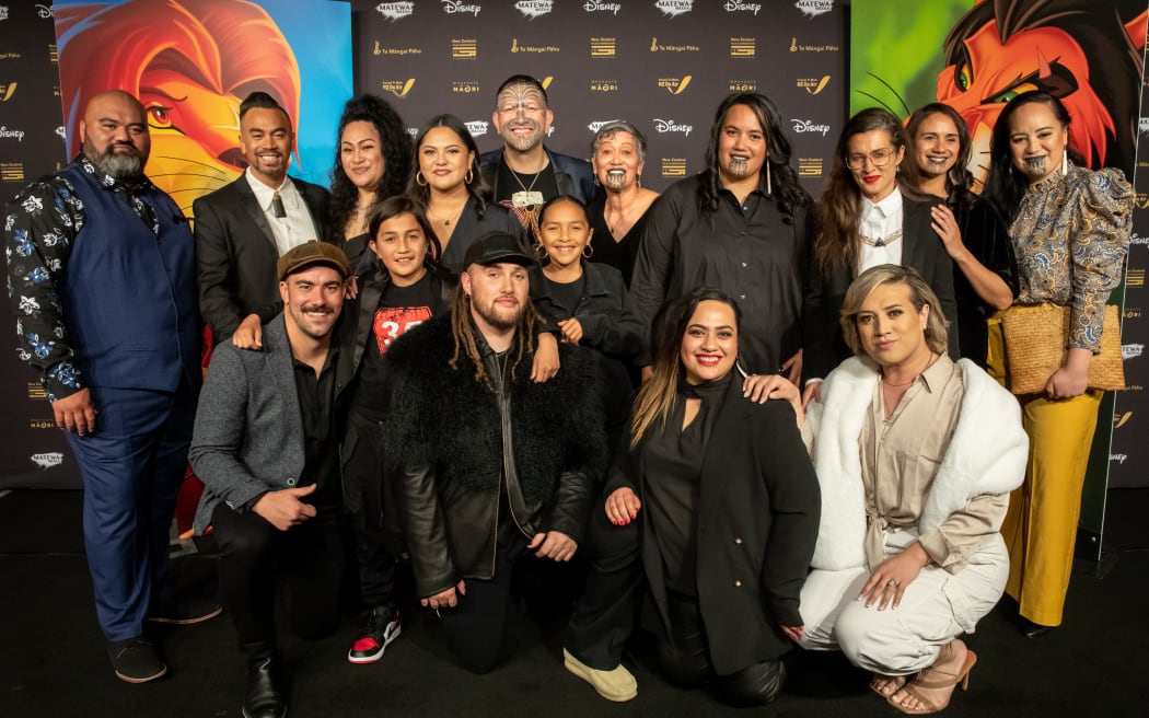 Some of the cast and crew at The Lion King Reo Māori premiere.