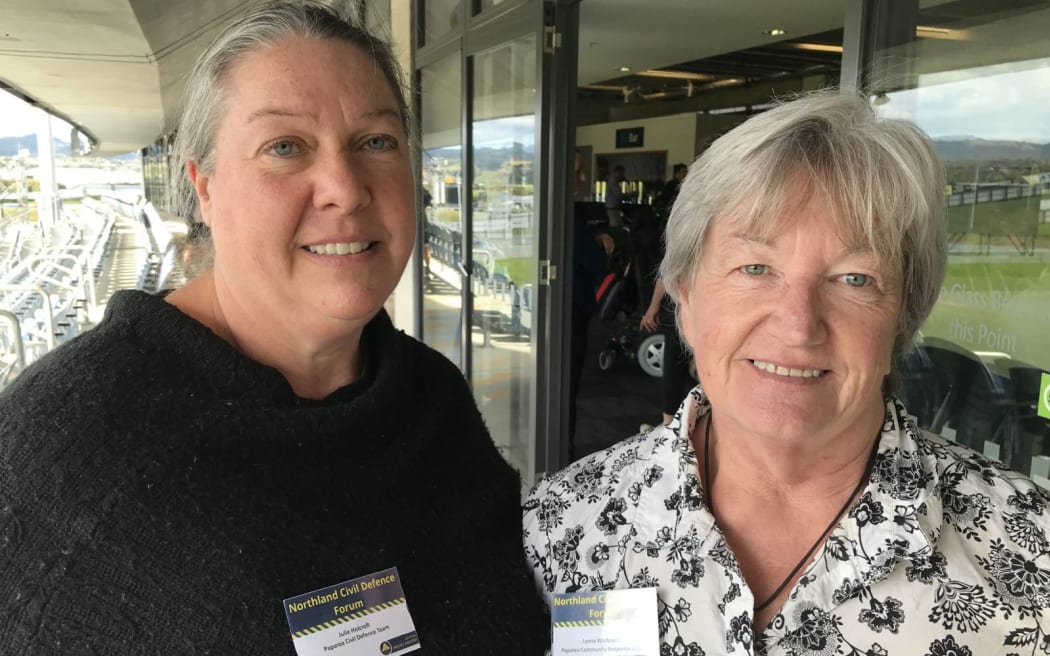 Paparoa Community Response Group co-ordinator Lynne Warbrooke (right) with group member Julie Holcroft