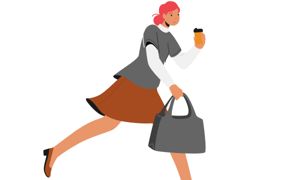 Rushing woman illustration.