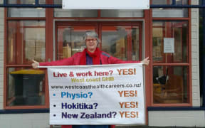 Occupational therapist Terry Gee is campaigning everywhere she can to get the West Coast DHB a new physiotherapist.