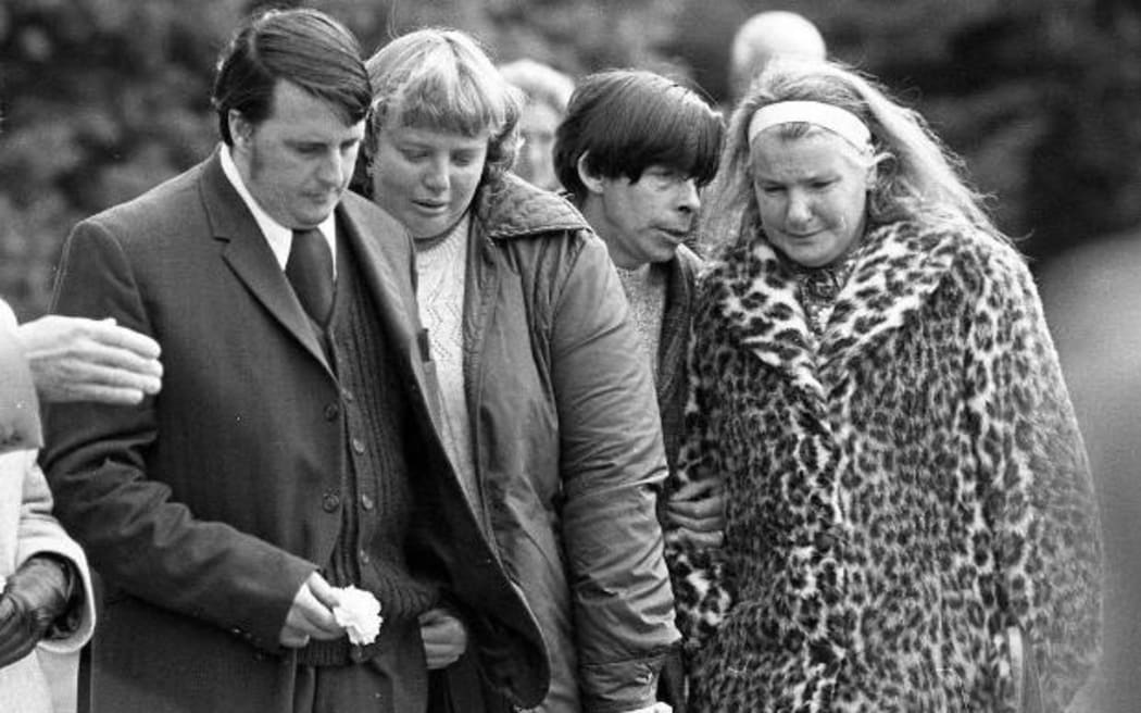 Alfred Anderson's sons Neil (left) and Brian, with their then wives Lorraine and Wyn, at Anderson’s funeral in 1982.