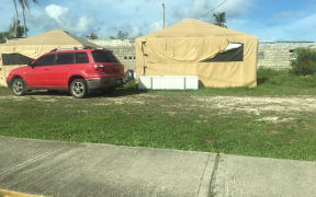 A FEMA tent on Saipan