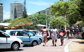 People walking the streets of Noumea in New Caledonia.