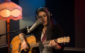 Huia Hamon in the RNZ Auckland Studio B.