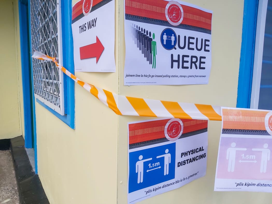 Election signage at the Solomon Islands Electoral Commission office at Vavaya Ridge, Honiara.