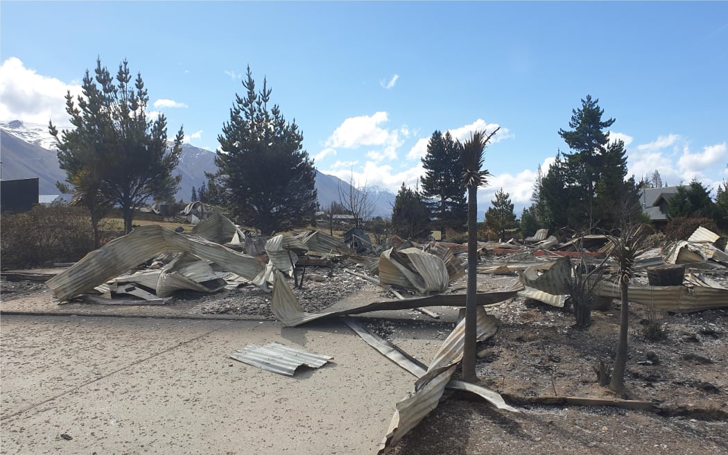 Fire damage at Lake Ohau village.