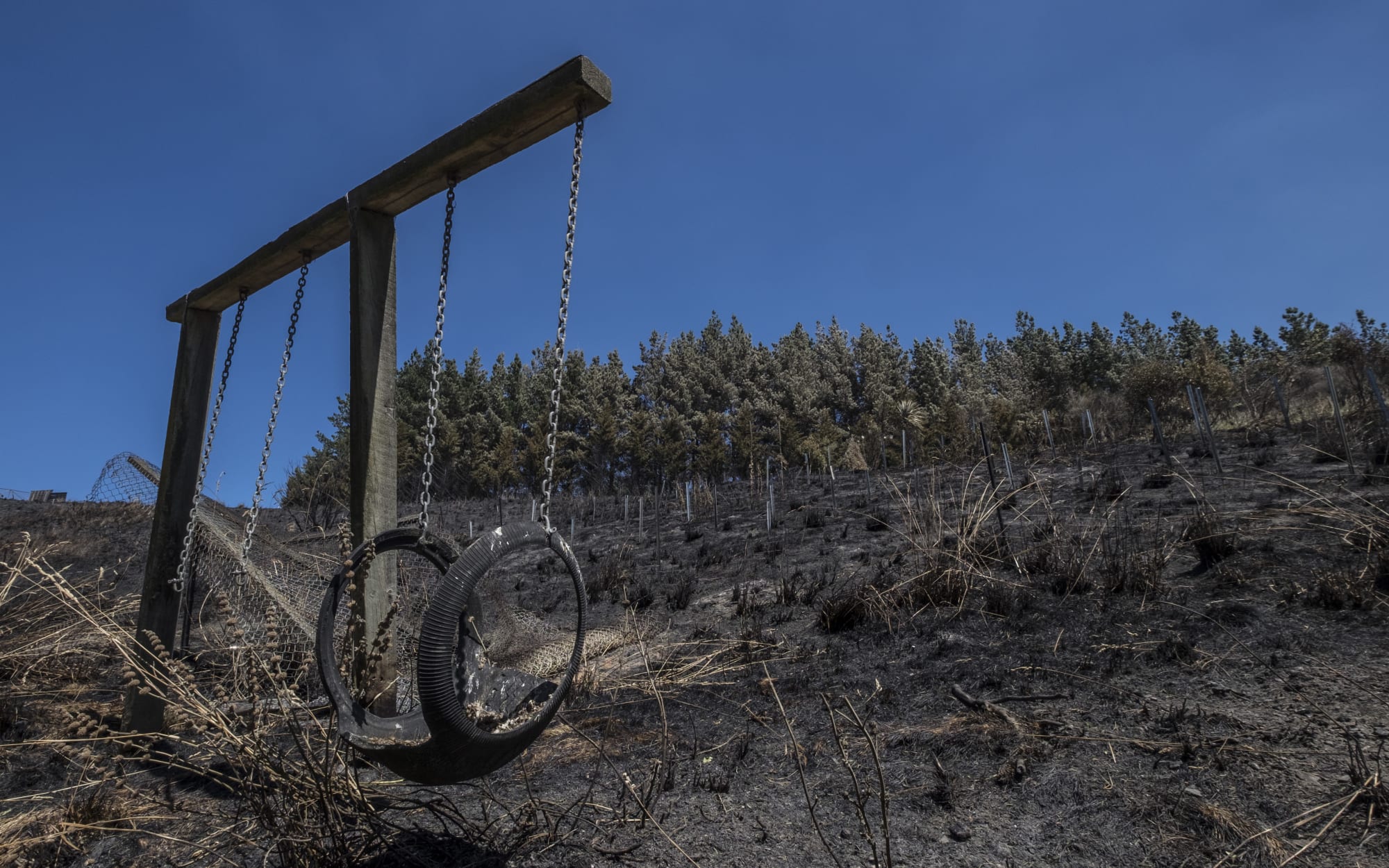 The aftermath of the Port Hills fire.