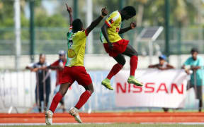 Tuti Zama Tanito celebrates breaking the deadlock.