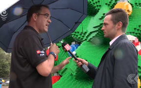 10m high Christmas Lego tree put up in Auckland