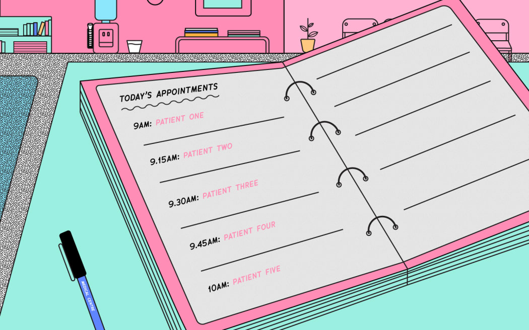 Illustration of doctor's appointment book.